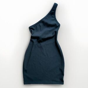 Pull & Bear Dress Black One Shoulder Mini Womens Size Large Tie Back Festival